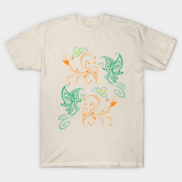 Butterflies and flowers in tattoo style T-Shirt by  Suchalee